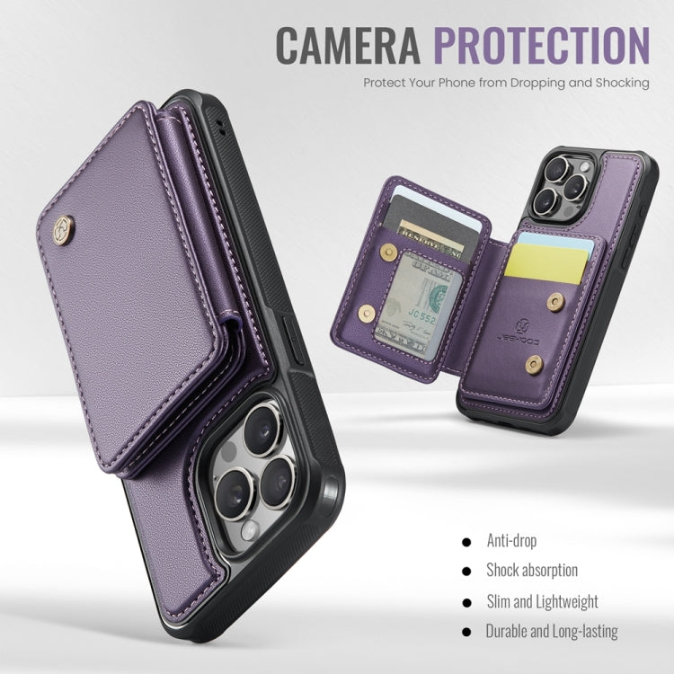 For iPhone 15 Pro JEEHOOD J05 Business Magnetic Style RFID Leather Phone Case(Purple) - iPhone 15 Pro Cases by JEEHOOD | Online Shopping UK | buy2fix
