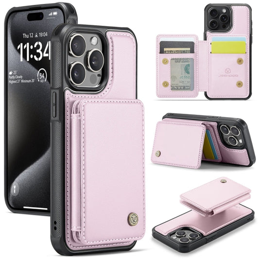 For iPhone 15 Pro JEEHOOD J05 Business Magnetic Style RFID Leather Phone Case(Pink) - iPhone 15 Pro Cases by JEEHOOD | Online Shopping UK | buy2fix