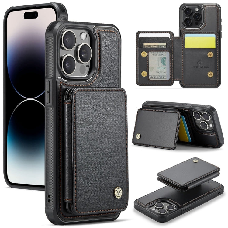 For iPhone 14 Pro JEEHOOD J05 Business Magnetic Style RFID Leather Phone Case(Black) - iPhone 14 Pro Cases by JEEHOOD | Online Shopping UK | buy2fix