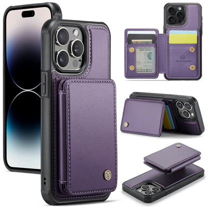 For iPhone 14 Pro JEEHOOD J05 Business Magnetic Style RFID Leather Phone Case(Purple) - iPhone 14 Pro Cases by JEEHOOD | Online Shopping UK | buy2fix