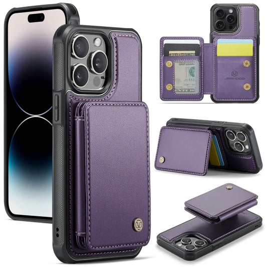 For iPhone 14 Pro JEEHOOD J05 Business Magnetic Style RFID Leather Phone Case(Purple) - iPhone 14 Pro Cases by JEEHOOD | Online Shopping UK | buy2fix