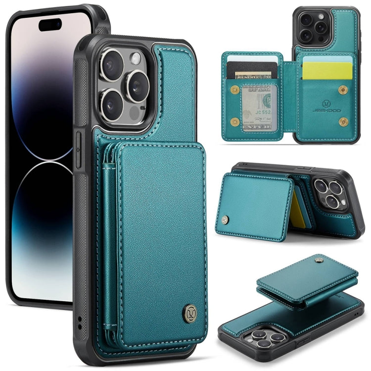For iPhone 14 Pro JEEHOOD J05 Business Magnetic Style RFID Leather Phone Case(Blue Green) - iPhone 14 Pro Cases by JEEHOOD | Online Shopping UK | buy2fix