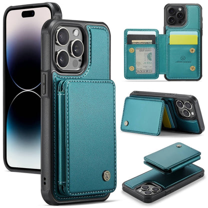 For iPhone 14 Pro JEEHOOD J05 Business Magnetic Style RFID Leather Phone Case(Blue Green) - iPhone 14 Pro Cases by JEEHOOD | Online Shopping UK | buy2fix