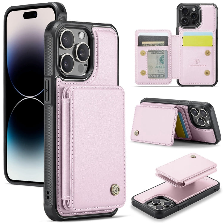 For iPhone 14 Pro JEEHOOD J05 Business Magnetic Style RFID Leather Phone Case(Pink) - iPhone 14 Pro Cases by JEEHOOD | Online Shopping UK | buy2fix