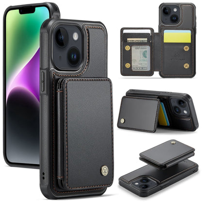 For iPhone 14 Plus JEEHOOD J05 Business Magnetic Style RFID Leather Phone Case(Black) - iPhone 14 Plus Cases by JEEHOOD | Online Shopping UK | buy2fix