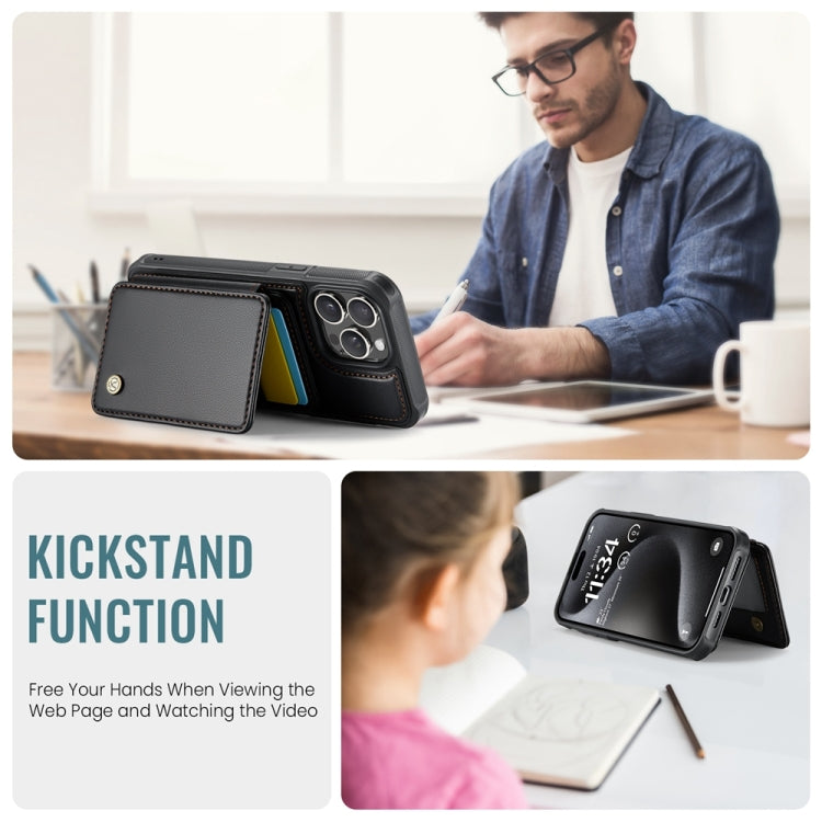 For iPhone 14 Plus JEEHOOD J05 Business Magnetic Style RFID Leather Phone Case(Black) - iPhone 14 Plus Cases by JEEHOOD | Online Shopping UK | buy2fix