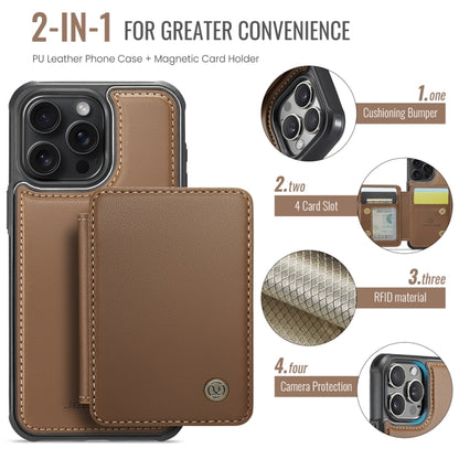 For iPhone 14 JEEHOOD J05 Business Magnetic Style RFID Leather Phone Case(Brown) - iPhone 14 Cases by JEEHOOD | Online Shopping UK | buy2fix