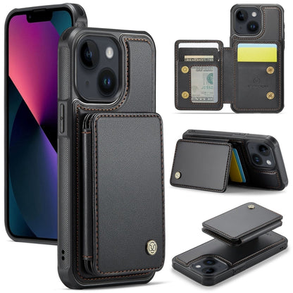 For iPhone 13 JEEHOOD J05 Business Magnetic Style RFID Leather Phone Case(Black) - iPhone 13 Cases by JEEHOOD | Online Shopping UK | buy2fix