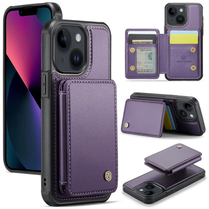 For iPhone 13 JEEHOOD J05 Business Magnetic Style RFID Leather Phone Case(Purple) - iPhone 13 Cases by JEEHOOD | Online Shopping UK | buy2fix