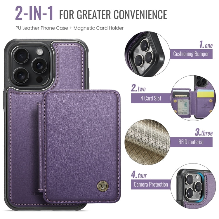 For iPhone 13 JEEHOOD J05 Business Magnetic Style RFID Leather Phone Case(Purple) - iPhone 13 Cases by JEEHOOD | Online Shopping UK | buy2fix