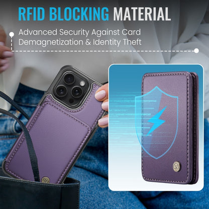 For iPhone 13 JEEHOOD J05 Business Magnetic Style RFID Leather Phone Case(Purple) - iPhone 13 Cases by JEEHOOD | Online Shopping UK | buy2fix