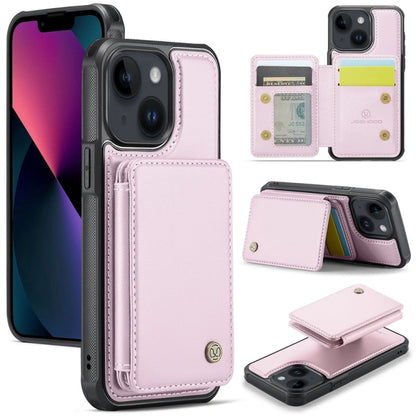 For iPhone 13 JEEHOOD J05 Business Magnetic Style RFID Leather Phone Case(Pink) - iPhone 13 Cases by JEEHOOD | Online Shopping UK | buy2fix
