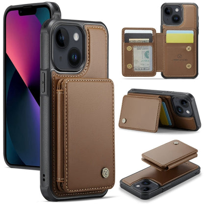 For iPhone 13 JEEHOOD J05 Business Magnetic Style RFID Leather Phone Case(Brown) - iPhone 13 Cases by JEEHOOD | Online Shopping UK | buy2fix