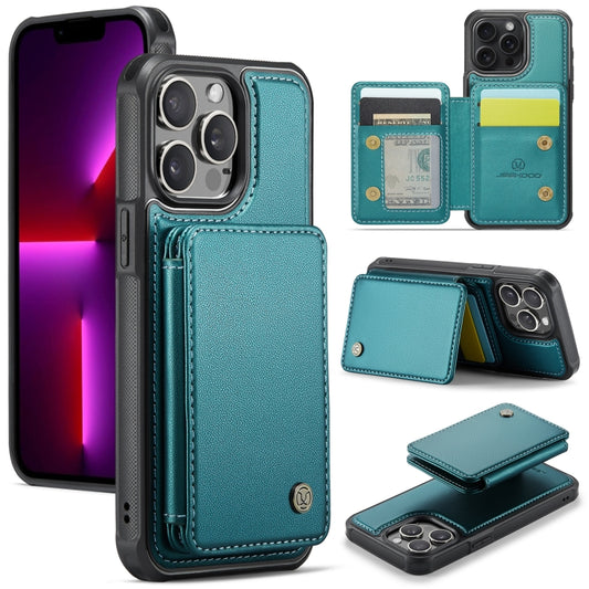 For iPhone 13 Pro JEEHOOD J05 Business Magnetic Style RFID Leather Phone Case(Blue Green) - iPhone 13 Pro Cases by JEEHOOD | Online Shopping UK | buy2fix