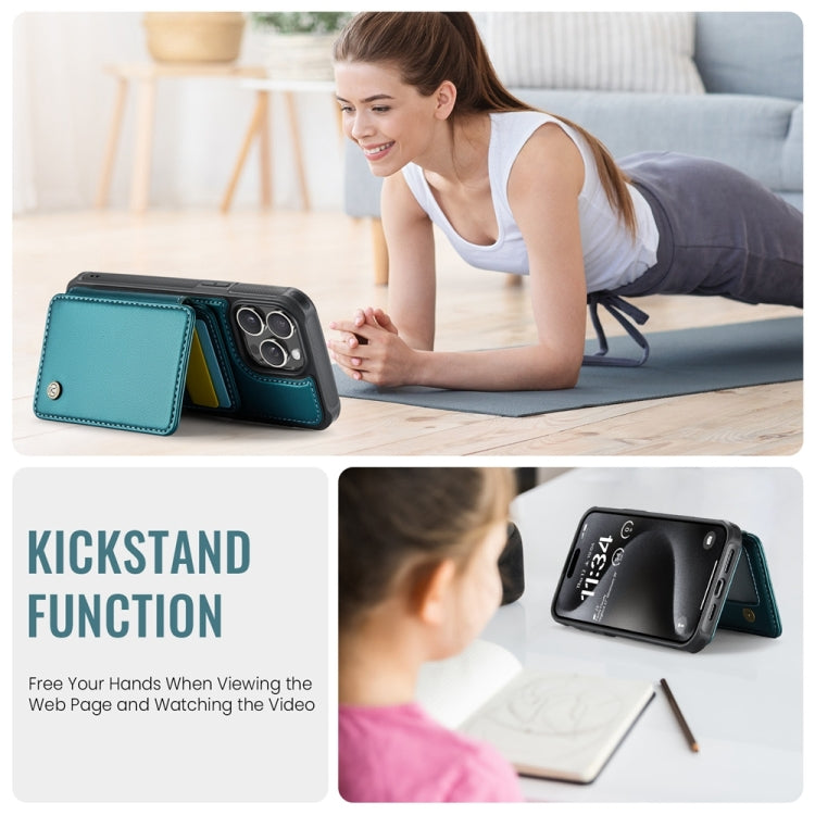 For iPhone 13 Pro JEEHOOD J05 Business Magnetic Style RFID Leather Phone Case(Blue Green) - iPhone 13 Pro Cases by JEEHOOD | Online Shopping UK | buy2fix