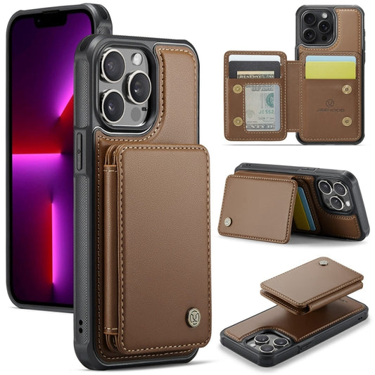 For iPhone 13 Pro JEEHOOD J05 Business Magnetic Style RFID Leather Phone Case(Brown) - iPhone 13 Pro Cases by JEEHOOD | Online Shopping UK | buy2fix