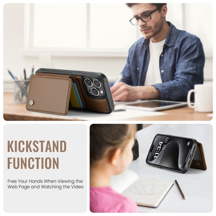 For iPhone 13 Pro Max JEEHOOD J05 Business Magnetic Style RFID Leather Phone Case(Brown) - iPhone 13 Pro Max Cases by JEEHOOD | Online Shopping UK | buy2fix