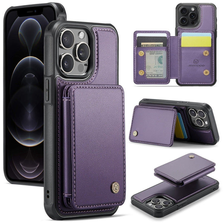 For iPhone 12 Pro Max JEEHOOD J05 Business Magnetic Style RFID Leather Phone Case(Purple) - iPhone 12 Pro Max Cases by JEEHOOD | Online Shopping UK | buy2fix