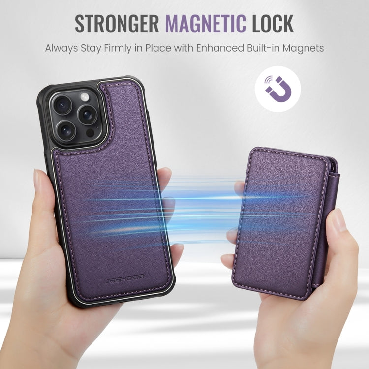 For iPhone 12 Pro Max JEEHOOD J05 Business Magnetic Style RFID Leather Phone Case(Purple) - iPhone 12 Pro Max Cases by JEEHOOD | Online Shopping UK | buy2fix