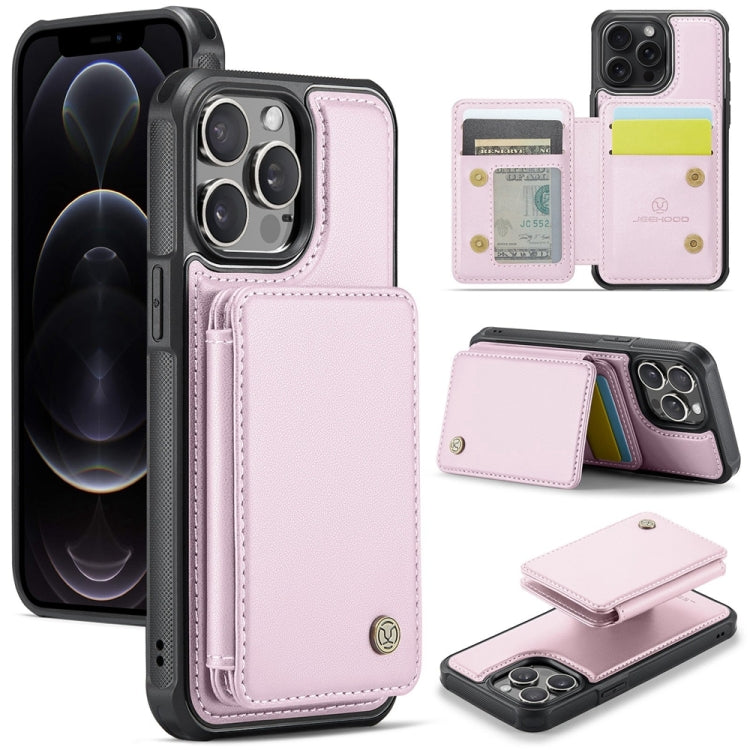 For iPhone 12 Pro Max JEEHOOD J05 Business Magnetic Style RFID Leather Phone Case(Pink) - iPhone 12 Pro Max Cases by JEEHOOD | Online Shopping UK | buy2fix