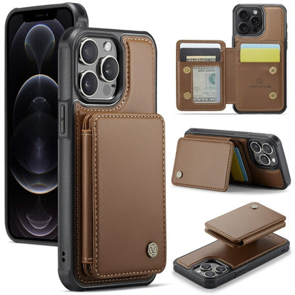 For iPhone 12 Pro Max JEEHOOD J05 Business Magnetic Style RFID Leather Phone Case(Brown) - iPhone 12 Pro Max Cases by JEEHOOD | Online Shopping UK | buy2fix