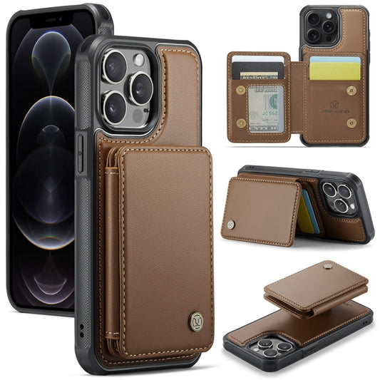 For iPhone 12 Pro Max JEEHOOD J05 Business Magnetic Style RFID Leather Phone Case(Brown) - iPhone 12 Pro Max Cases by JEEHOOD | Online Shopping UK | buy2fix