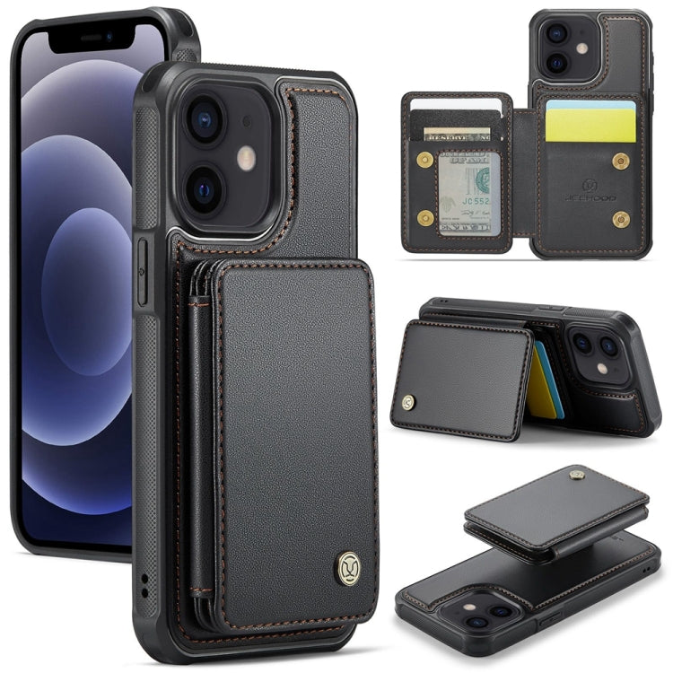 For iPhone 12 / 12 Pro JEEHOOD J05 Business Magnetic Style RFID Leather Phone Case(Black) - iPhone 12 / 12 Pro Cases by JEEHOOD | Online Shopping UK | buy2fix