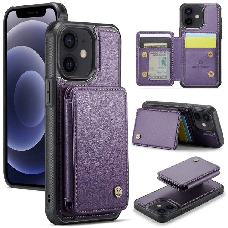 For iPhone 12 / 12 Pro JEEHOOD J05 Business Magnetic Style RFID Leather Phone Case(Purple) - iPhone 12 / 12 Pro Cases by JEEHOOD | Online Shopping UK | buy2fix