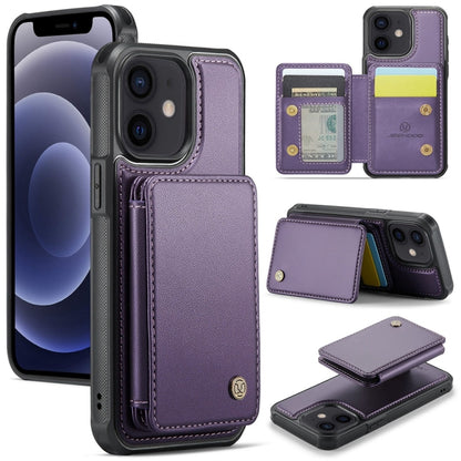 For iPhone 12 / 12 Pro JEEHOOD J05 Business Magnetic Style RFID Leather Phone Case(Purple) - iPhone 12 / 12 Pro Cases by JEEHOOD | Online Shopping UK | buy2fix