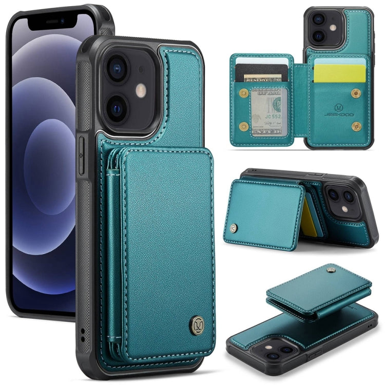 For iPhone 12 / 12 Pro JEEHOOD J05 Business Magnetic Style RFID Leather Phone Case(Blue Green) - iPhone 12 / 12 Pro Cases by JEEHOOD | Online Shopping UK | buy2fix
