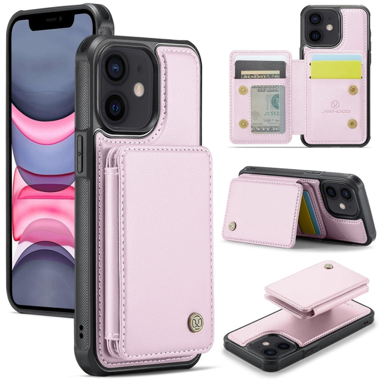 For iPhone 11 JEEHOOD J05 Business Magnetic Style RFID Leather Phone Case(Pink) - iPhone 11 Cases by JEEHOOD | Online Shopping UK | buy2fix