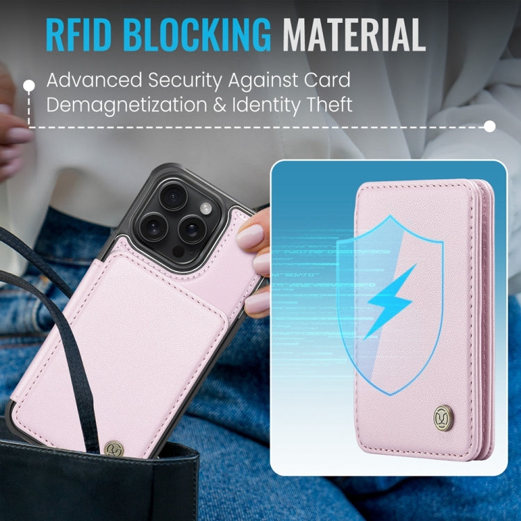 For iPhone 11 JEEHOOD J05 Business Magnetic Style RFID Leather Phone Case(Pink) - iPhone 11 Cases by JEEHOOD | Online Shopping UK | buy2fix