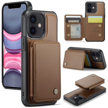 For iPhone 11 JEEHOOD J05 Business Magnetic Style RFID Leather Phone Case(Brown) - iPhone 11 Cases by JEEHOOD | Online Shopping UK | buy2fix