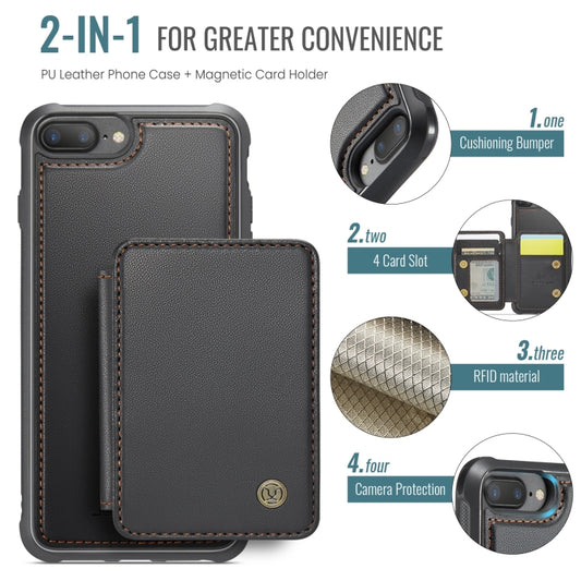 For iPhone 8 Plus / 7 Plus / 6 Plus JEEHOOD J05 Business Magnetic Style RFID Leather Phone Case(Black) - More iPhone Cases by JEEHOOD | Online Shopping UK | buy2fix