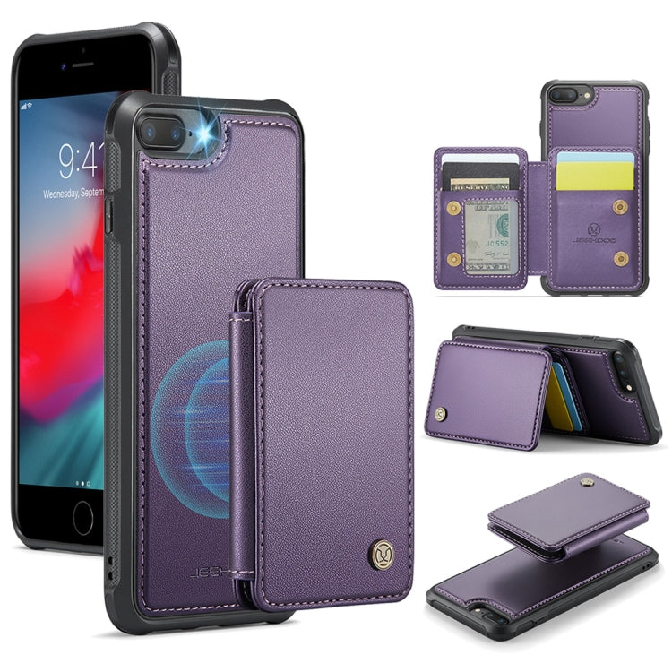 For iPhone 8 Plus / 7 Plus / 6 Plus JEEHOOD J05 Business Magnetic Style RFID Leather Phone Case(Purple) - More iPhone Cases by JEEHOOD | Online Shopping UK | buy2fix