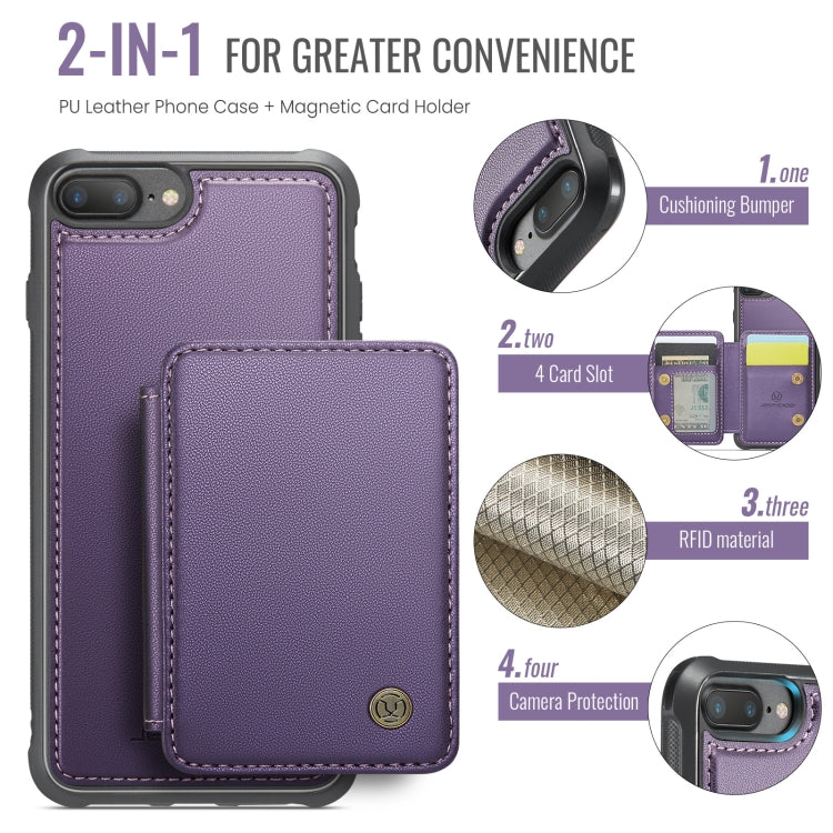 For iPhone 8 Plus / 7 Plus / 6 Plus JEEHOOD J05 Business Magnetic Style RFID Leather Phone Case(Purple) - More iPhone Cases by JEEHOOD | Online Shopping UK | buy2fix
