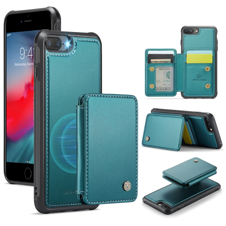 For iPhone 8 Plus / 7 Plus / 6 Plus JEEHOOD J05 Business Magnetic Style RFID Leather Phone Case(Blue Green) - More iPhone Cases by JEEHOOD | Online Shopping UK | buy2fix