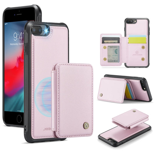 For iPhone 8 Plus / 7 Plus / 6 Plus JEEHOOD J05 Business Magnetic Style RFID Leather Phone Case(Pink) - More iPhone Cases by JEEHOOD | Online Shopping UK | buy2fix