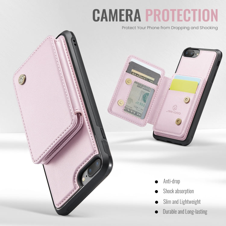 For iPhone 8 Plus / 7 Plus / 6 Plus JEEHOOD J05 Business Magnetic Style RFID Leather Phone Case(Pink) - More iPhone Cases by JEEHOOD | Online Shopping UK | buy2fix