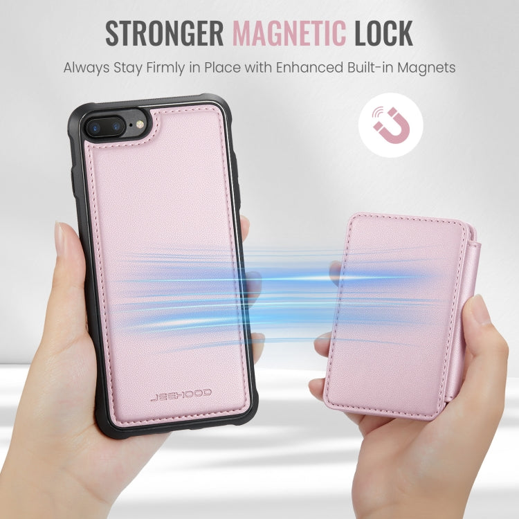For iPhone 8 Plus / 7 Plus / 6 Plus JEEHOOD J05 Business Magnetic Style RFID Leather Phone Case(Pink) - More iPhone Cases by JEEHOOD | Online Shopping UK | buy2fix