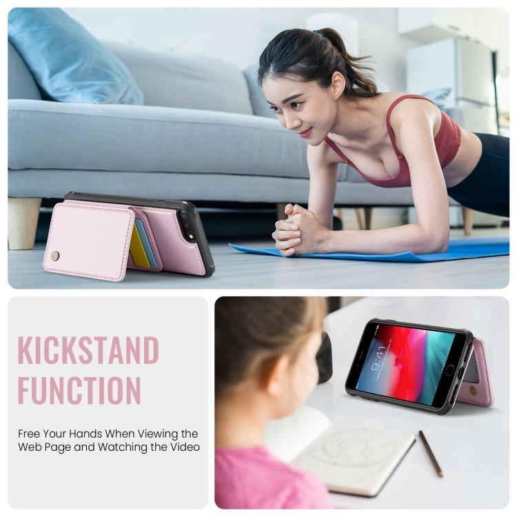 For iPhone 8 Plus / 7 Plus / 6 Plus JEEHOOD J05 Business Magnetic Style RFID Leather Phone Case(Pink) - More iPhone Cases by JEEHOOD | Online Shopping UK | buy2fix