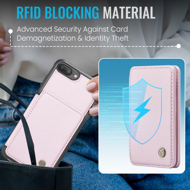 For iPhone 8 Plus / 7 Plus / 6 Plus JEEHOOD J05 Business Magnetic Style RFID Leather Phone Case(Pink) - More iPhone Cases by JEEHOOD | Online Shopping UK | buy2fix