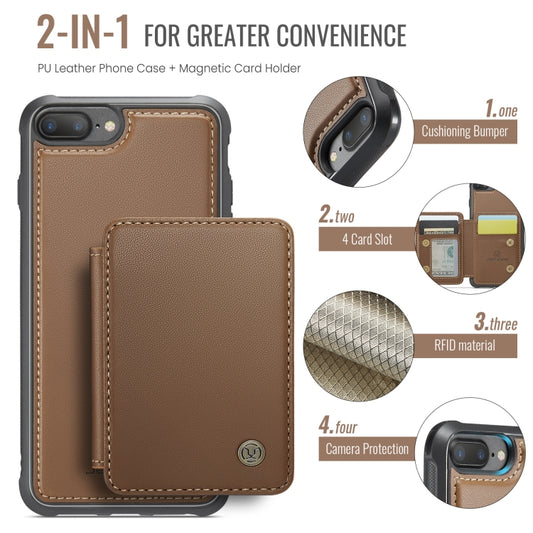 For iPhone 8 Plus / 7 Plus / 6 Plus JEEHOOD J05 Business Magnetic Style RFID Leather Phone Case(Brown) - More iPhone Cases by JEEHOOD | Online Shopping UK | buy2fix