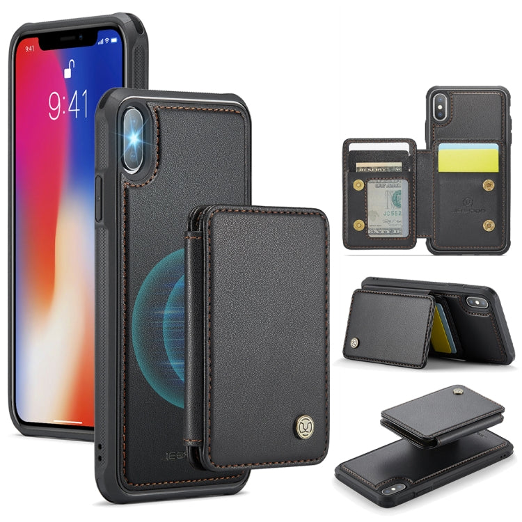 For iPhone X / XS JEEHOOD J05 Business Magnetic Style RFID Leather Phone Case(Black) - More iPhone Cases by JEEHOOD | Online Shopping UK | buy2fix
