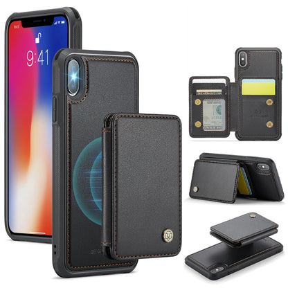 For iPhone X / XS JEEHOOD J05 Business Magnetic Style RFID Leather Phone Case(Black) - More iPhone Cases by JEEHOOD | Online Shopping UK | buy2fix