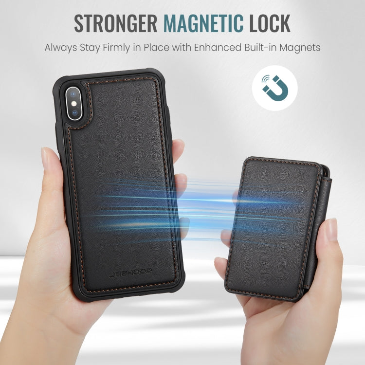 For iPhone X / XS JEEHOOD J05 Business Magnetic Style RFID Leather Phone Case(Black) - More iPhone Cases by JEEHOOD | Online Shopping UK | buy2fix