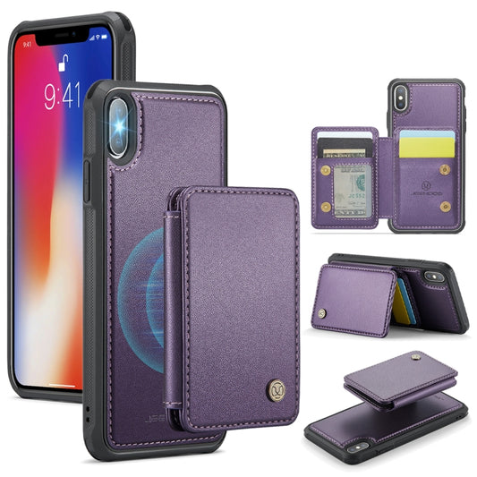 For iPhone X / XS JEEHOOD J05 Business Magnetic Style RFID Leather Phone Case(Purple) - More iPhone Cases by JEEHOOD | Online Shopping UK | buy2fix