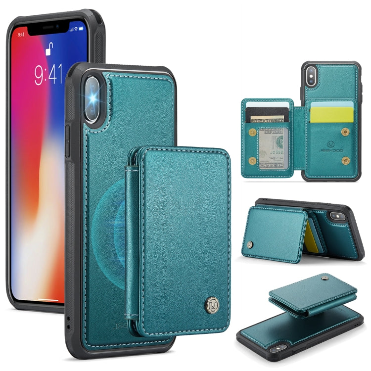 For iPhone X / XS JEEHOOD J05 Business Magnetic Style RFID Leather Phone Case(Blue Green) - More iPhone Cases by JEEHOOD | Online Shopping UK | buy2fix