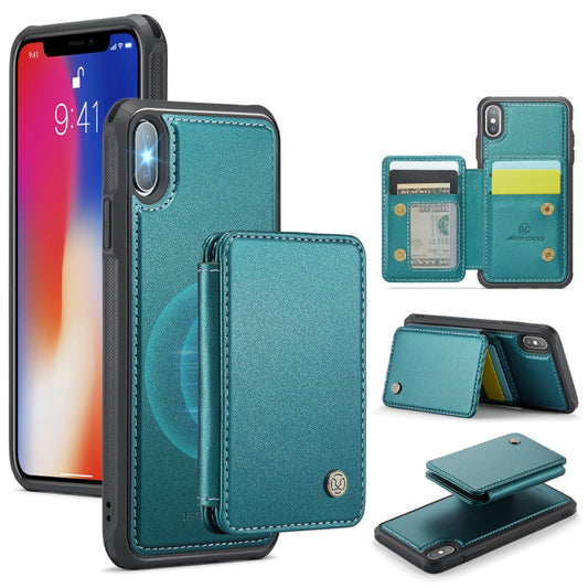 For iPhone X / XS JEEHOOD J05 Business Magnetic Style RFID Leather Phone Case(Blue Green) - More iPhone Cases by JEEHOOD | Online Shopping UK | buy2fix
