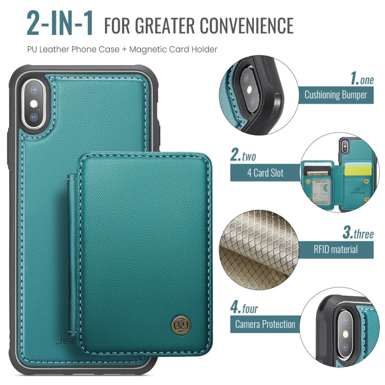 For iPhone X / XS JEEHOOD J05 Business Magnetic Style RFID Leather Phone Case(Blue Green) - More iPhone Cases by JEEHOOD | Online Shopping UK | buy2fix